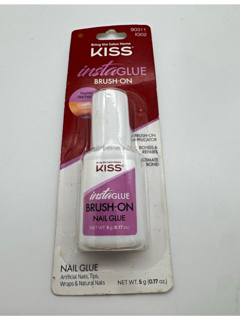 KISS InstaGlue Brush On Nail Glue Clear Transparent 0.17 oz Tips Wraps IG02 New